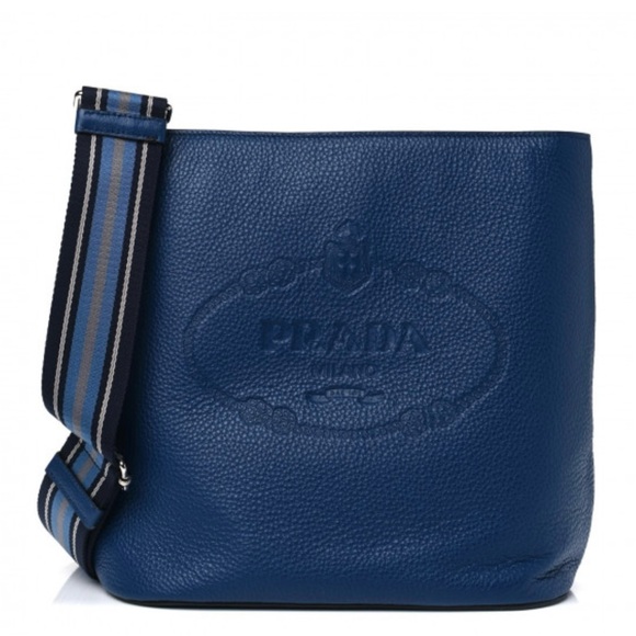 Prada Vitello Phoenix Leather Large Hobo Bag in Bluette - Picture 1 of 9